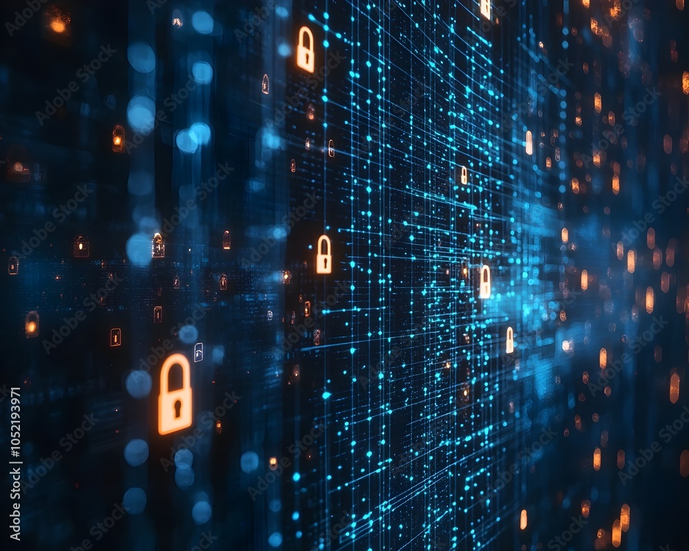 Poster secure encrypted data streams flowing through protected digital network