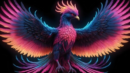 Obraz premium stunning neon phoenix with radiant feathers perfect for fantasy art and decor