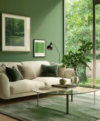 Frame mock up on Living Room, Minimalist Corner with Soft Shadows and Artistic Decor- Generative Ai