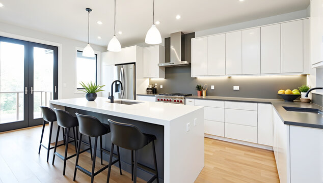 Modern white kitchen kitchen undergoing renovation with custom features being installed, showcasing innovative design elements