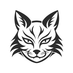 Tribal Cat Face Silhouette Vector for Bold Logo and Tattoo Designs.