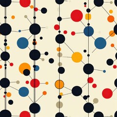 Colorful geometric pattern with interconnected circles on a cream background creating a modern and dynamic visual expression