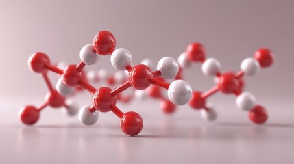 Exploring the fascinating structure of molecules with striking red and white spheres representing atoms against a soft background