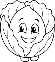 Obraz premium Smiling Cabbage Cartoon Character Illustration