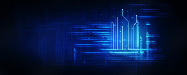 2d illustration Abstract futuristic electronic circuit technology background