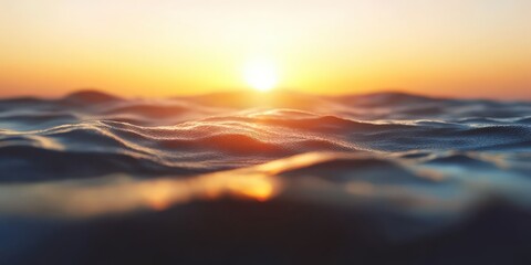 Fototapeta premium Golden Sunset Over Ocean Waves Sea Water Nature Background Calm Relaxing