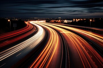 Highway motion night road.