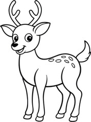 Cute Cartoon Deer Black and White Coloring Page