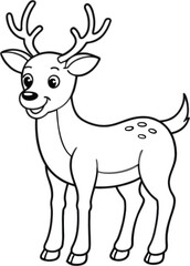 Fototapeta premium Cute Cartoon Deer Outline Illustration Coloring Page