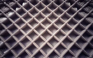 Woven texture pattern design. Intricate grid pattern;  suggests strength, order, and precision.  Modern design aesthetic.
