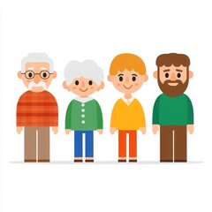 Vibrant Multi-Generational Family Illustration