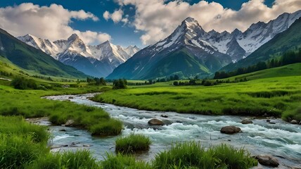 landscape with lake and mountains