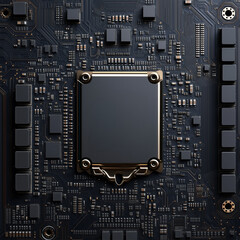 Fototapeta premium A board placed on top of a computer motherboard AI