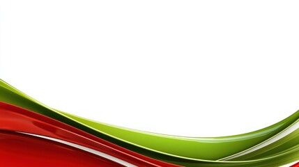 Abstract design with flowing red and green curves on a white background.