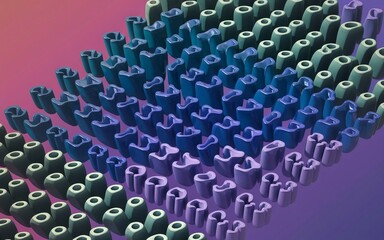 Obraz premium Abstract 3d pattern design. Colorful repeating shapes create a vibrant, textured surface. Symbolizes growth, order, or technology.