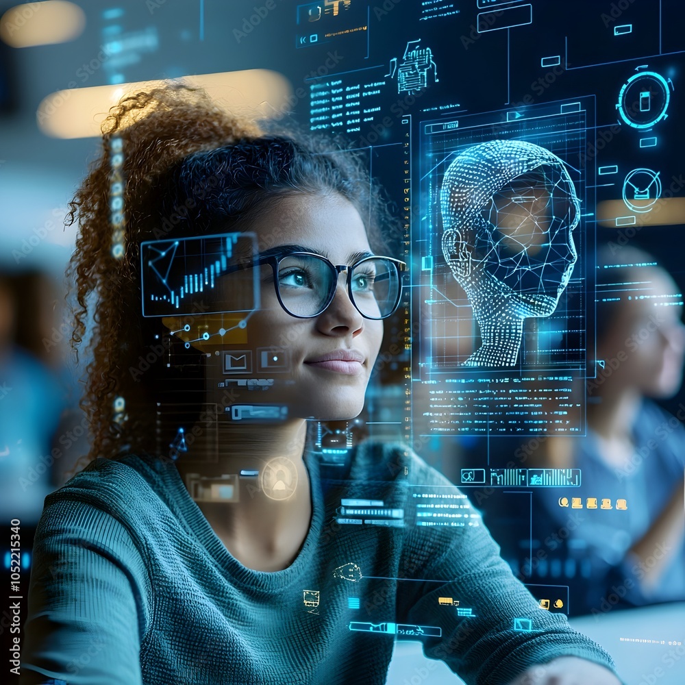 Poster ai powered adaptive tutoring system visualized as dynamic digital interface for edtech innovations