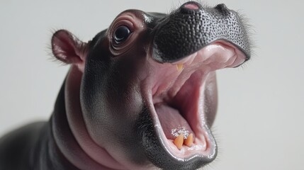 Close Baby Hippopotamus With Its