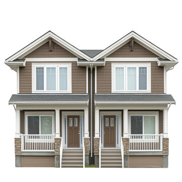 Side-by-side duplex with separate entrances. isolated on transparency background
