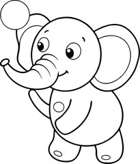 Obraz premium Cute Cartoon Elephant Holding Balloon Illustration