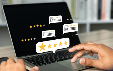 Online customer satisfaction Survey service concept, client rate service from experience in...