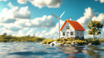 toy house with wind generator