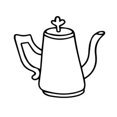 Vector cartoon drawing. teapot in oriental style.  Vintage teapot