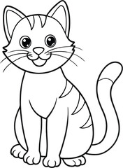 Obraz premium Cute Cartoon Cat Coloring Page Illustration