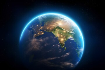 Blue planet of the solar system. Planet Earth, view from space.