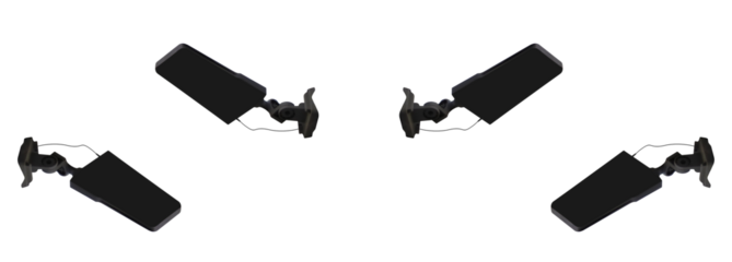 Modern analog antennas, mounted on the wall of a building - currently receiving DVB-T2 TV. On isolated transparent background.