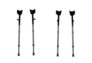 A crutches for the disabled. View of front and back. On isolated transparent background.