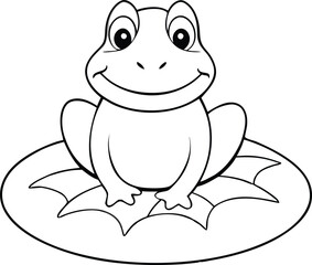 Fototapeta premium Cartoon Frog Sitting On A Lily Pad