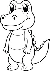 Fototapeta premium Cute Cartoon Alligator Coloring Page Illustration