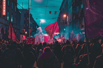 Vibrant Protest in Urban Setting