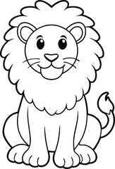 Cute Cartoon Lion Coloring Page Animal Illustration