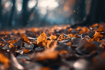 Soft Focus on Autumn Leaves A Peaceful and Serene Image