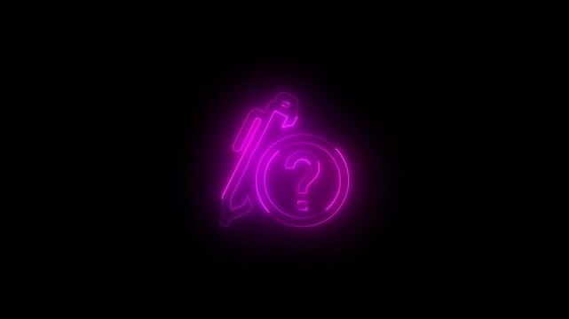 Neon pen tips icon glowing black background animation