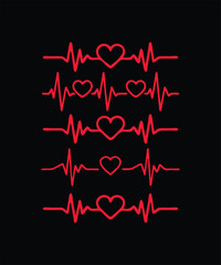 Red heartbeat lines icon vector bundle.
