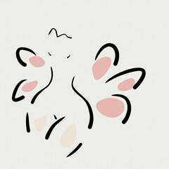 girl flower line art illustration 