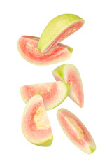 Falling Pink Guava, cutout, full depth of field.