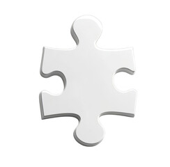 Obraz premium 3D rendering of a simple white puzzle on a transparent background, without shadows.