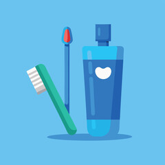 Floating Toothpaste And Toothbrush Cartoon Vector Icon Illustration Bathroom Object Icon Isolated
