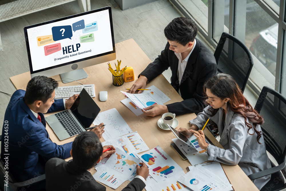 Poster help screen on the website provide answer to faq frequently asked question snugly with knowledge inf