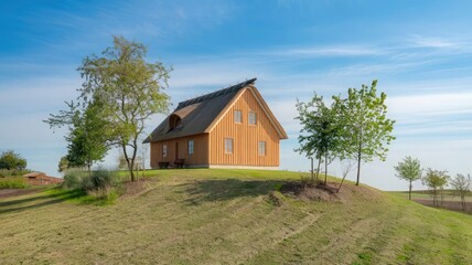 Obraz premium A house with a roof that says the house .