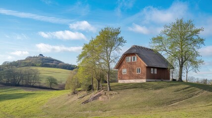 Fototapeta premium A house with a roof that says the house .