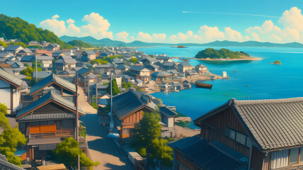 イラスト調の日本の昭和時代の背景画像