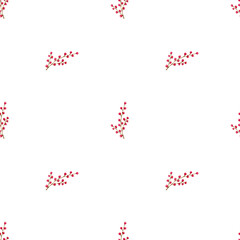 Christmas holly berries background. Seamless watercolor pattern with brown and red holly berry branch illustration for wrapping paper, textile prints, fabric, holidays wallpaper