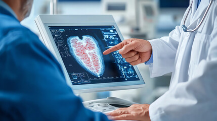 Medical professional analyzing heart scan with advanced imaging technology