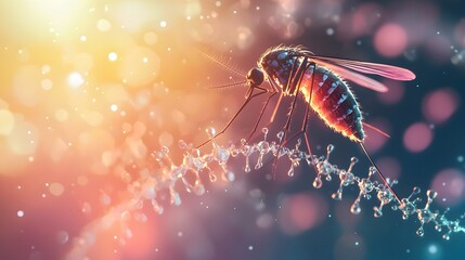 Naklejka premium Genetically Modified Mosquito Released to Combat Diseases Like Malaria Visualizing Genetic Engineering Impact on Public Health
