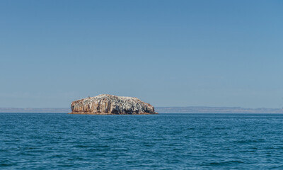 Rocky mountain formations on ESPIRITU SANTO island, on the Baja California peninsula, Baja California Sur state, Sea of ​​Cortes, MEXICO. Nature of The Baja