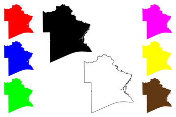 Fototapeta premium Jefferson County, Texas (Counties in Texas, United States of America,USA, U.S., US) map vector illustration, scribble sketch Jefferson map